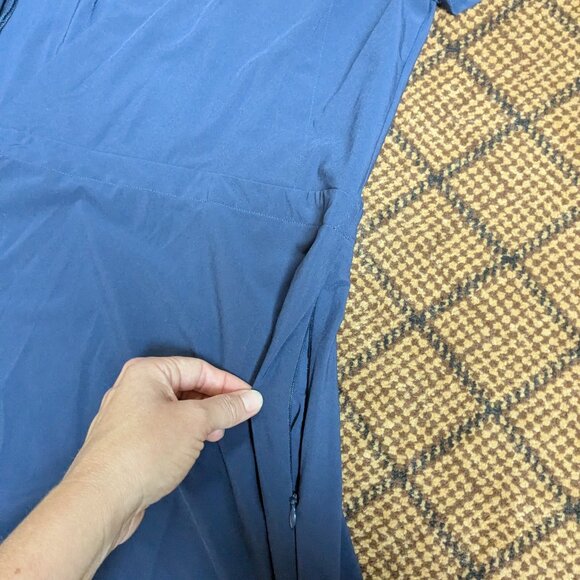 Kosan Travel Co Convertible Wrap Dress XS Navy Blue Midi Outdoors Pocket Stretch - Picture 14 of 16